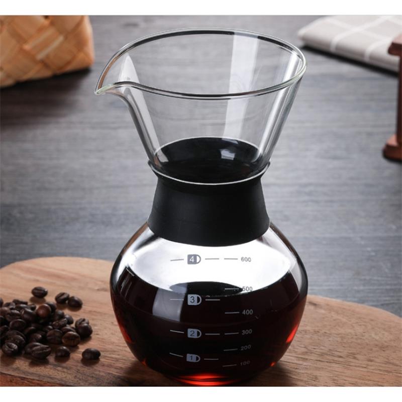 600ml/20oz glass coffee sharing pot with silicone hand protector sleeve