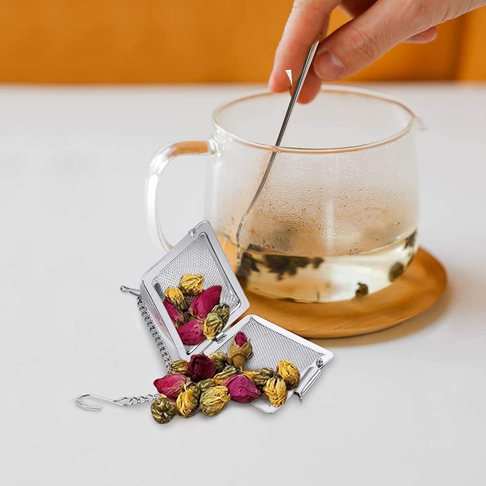 Stainless Steel Tea Strainer Loose Leaf Tea Infuser Pyramid Mesh Tea Filter