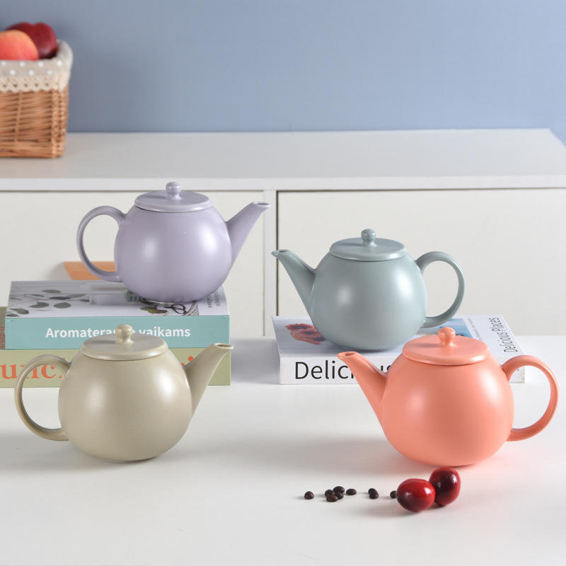 New Arrival 680ml Ceramic Teapot Set Tea Strainer with 2 Mugs and Stainless Steel Infuser for Business Gifts