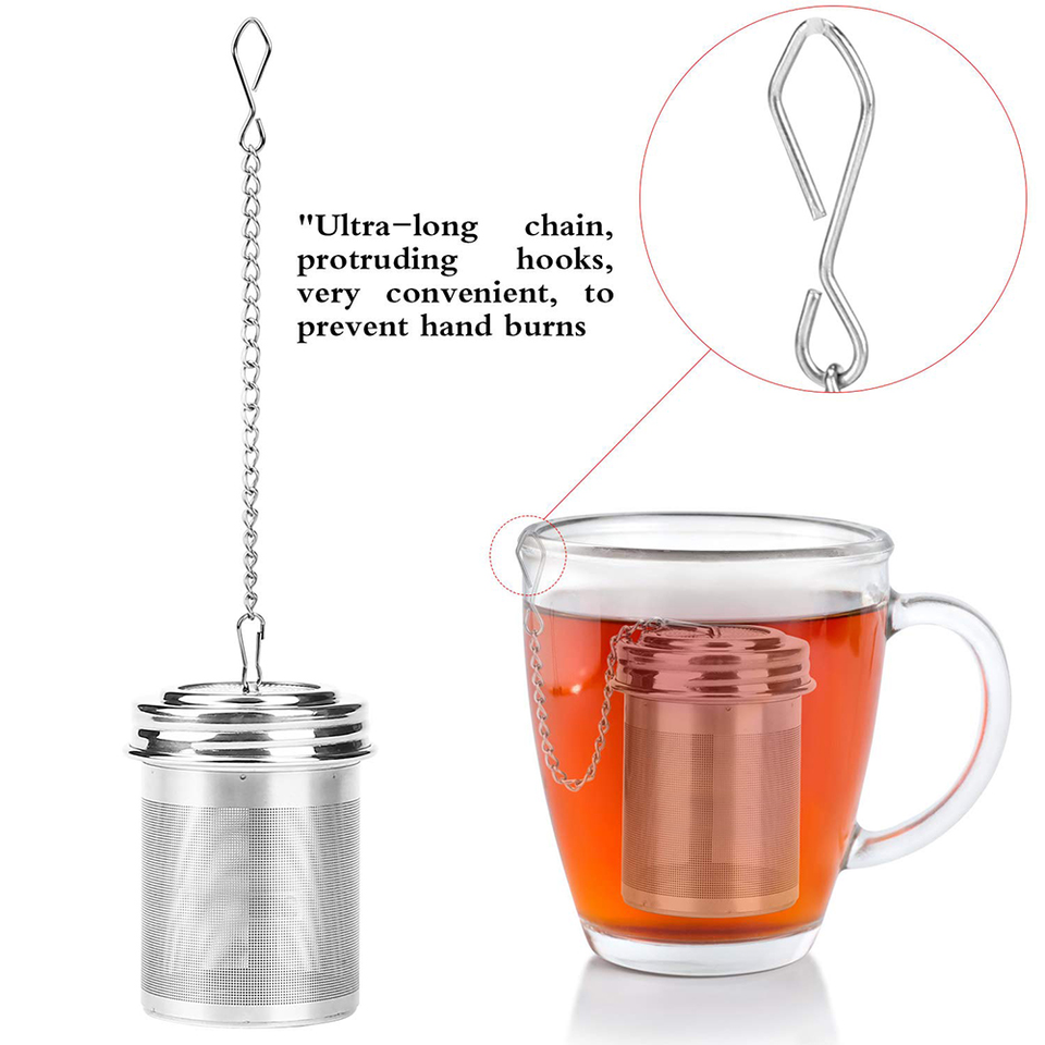 18/8 Stainless Steel Tea Ball Cooking Infuser Extra Fine Mesh Tea Infuser Set with Extended Chain Hook