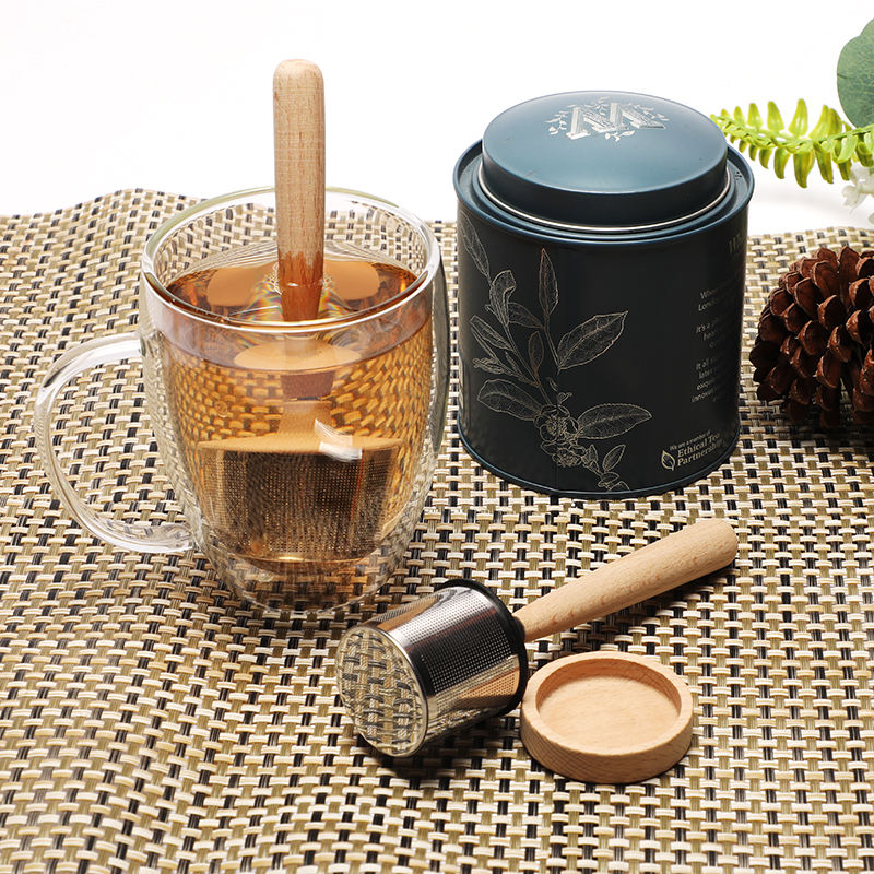 Hot Sale Tea Infuser Including Wooden Handle Laser Logo Stainless Steel Food Grade Tea Infuser Set of 3