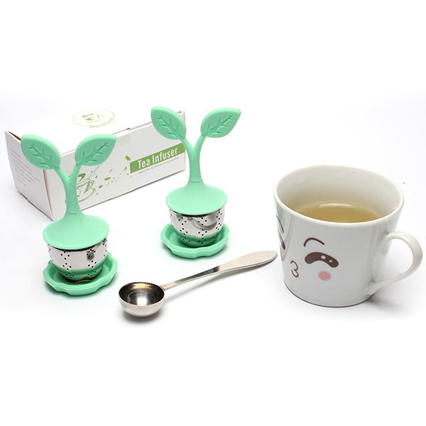 hot sell leaf shaped Tea Filters Tea Scoop with Bag Clip Tea Strainers