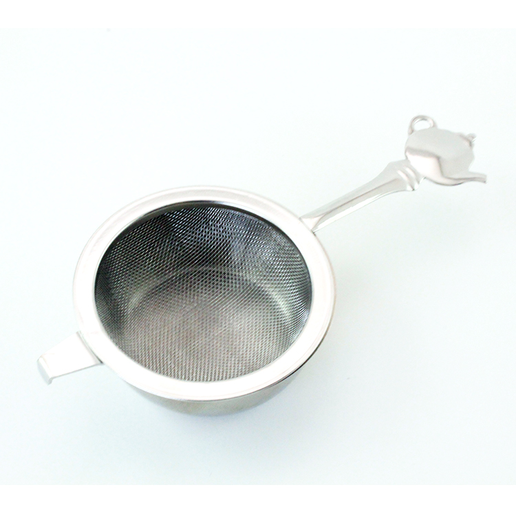 Stocked HOT Selling Stainless Steel Coffee Strainer Fine Mesh Tea Strainer teapot shape handle special gift with drip tray