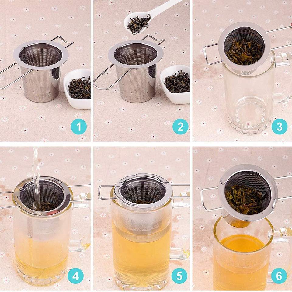 Extra Fine Tea Infuser Stainless Steel Tea Strainer Filter Tea Steeper Diffuser with Long Folding Handles