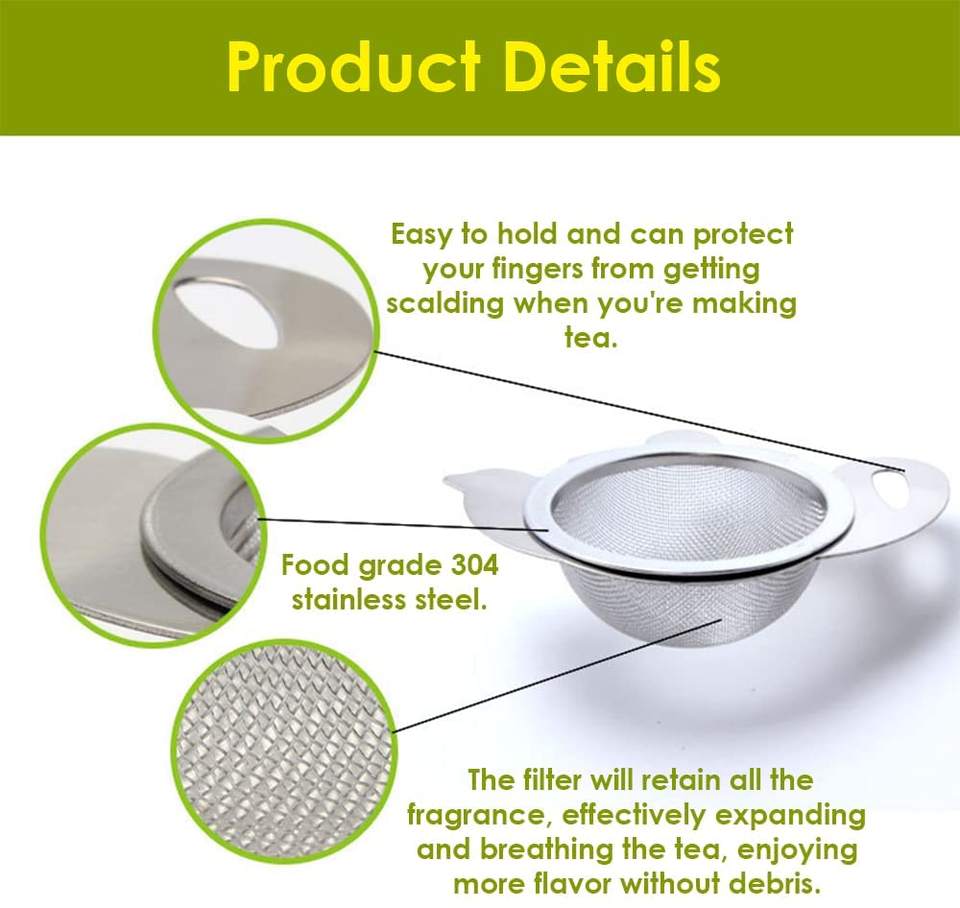 Stainless Steel Food Grade Tea Strainers Loose Tea Leaf Filter with Bowls