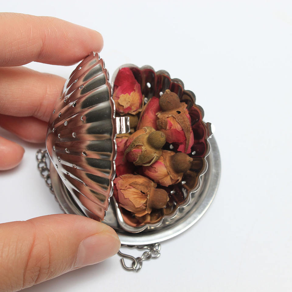 Wholesale lovely cute shell shape stainless steel mesh tea infuser filter gift for wedding