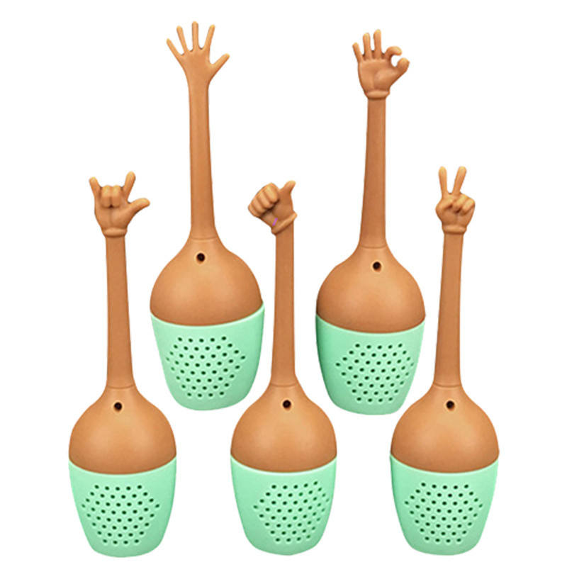 Silicone Loose Leaf Herbal Spice Holder Tea Brewing Tools Funny Hand Gestures Tea Infuser Black Tea Strainer Kitchen Accessories