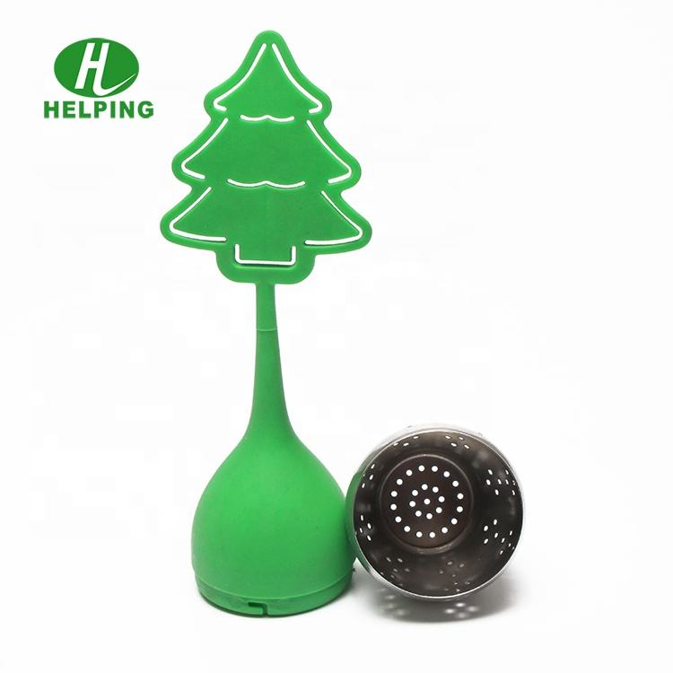 Easy Brewing Stainless Steel Green Christmas Tree Shape Tea Strainer Infuser for Tea Leaves