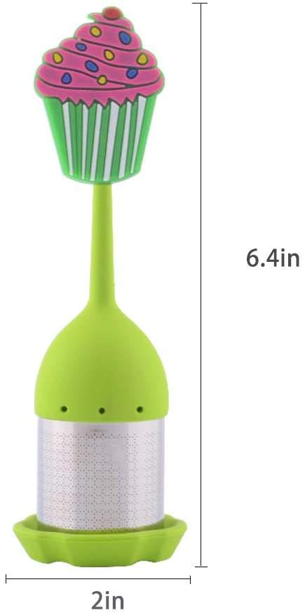 Fun Tea Infuser with Tray,Silicone Long Handle Loose Tea Infuser/Ball for Green Tea Flower