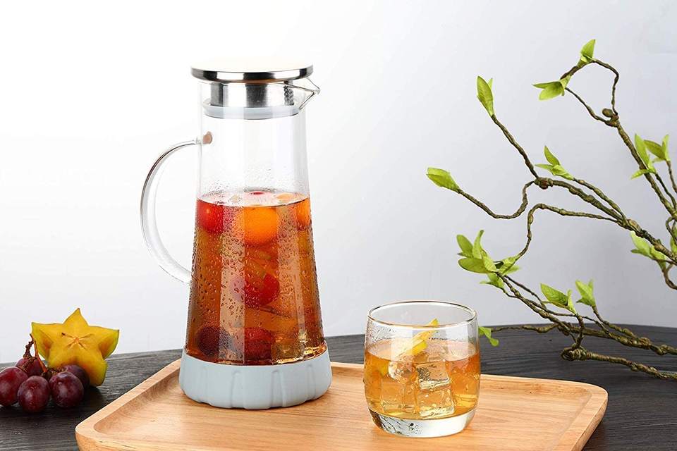 1500ml Glass Water Jug with Silicone Coaster and Brush