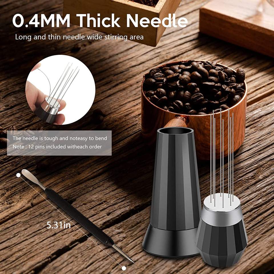 304 Stainless Steel Coffee Whisk Espresso Needle Distributor with Stand