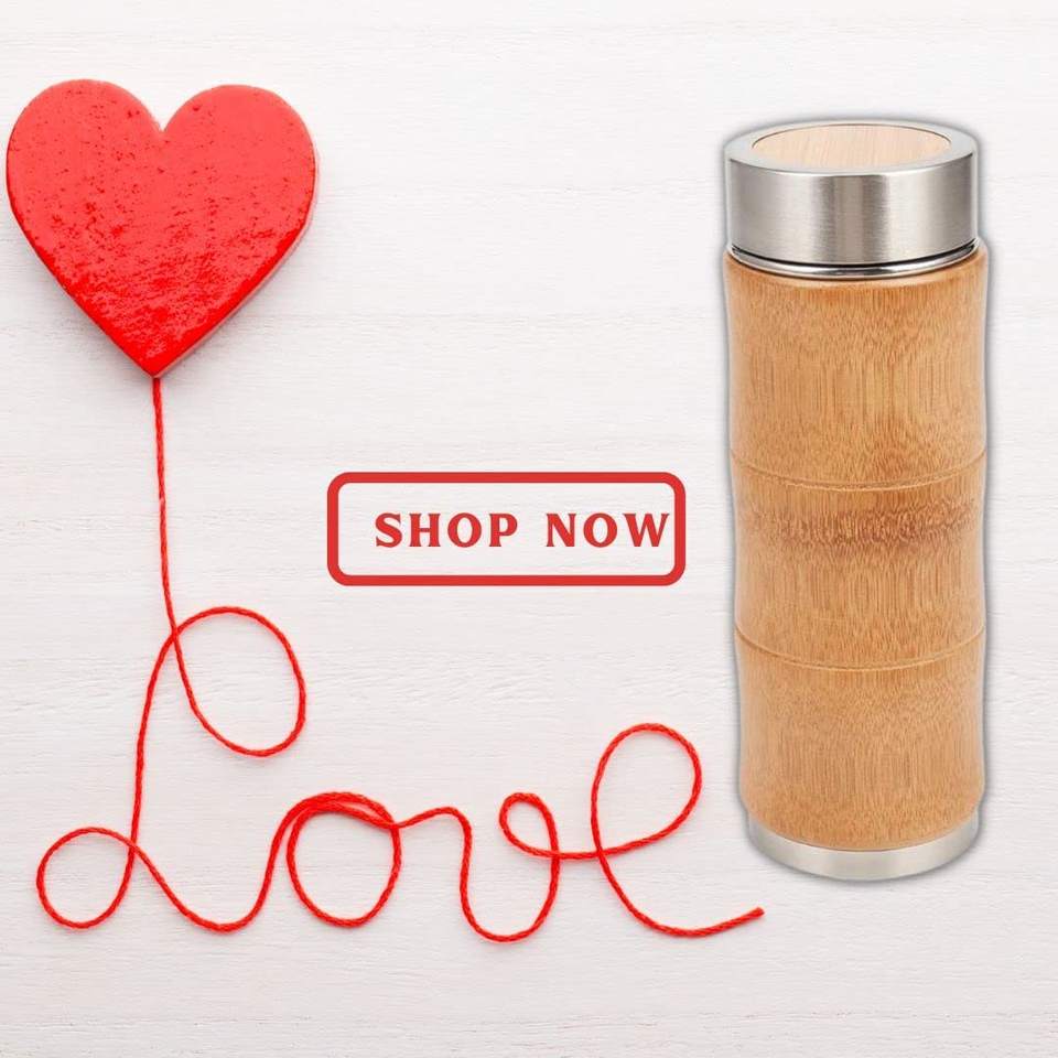 Portable Insulated Bamboo Design Tea Tumbler with Infuser