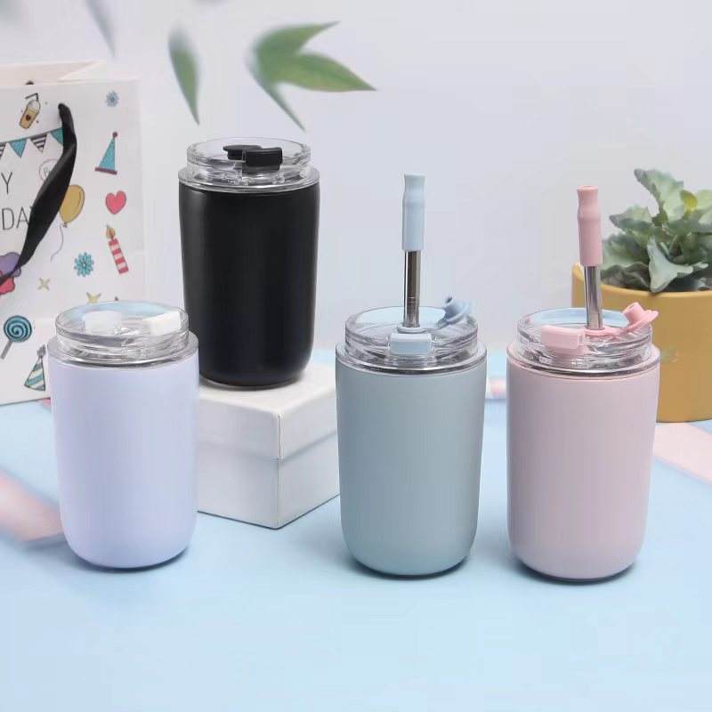 creative new design 304 stainless steel insulated water bottle portable coffee water bottle with straw