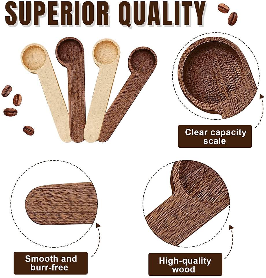 2 Pieces Wooden Coffee Spoon,Coffee Scoop Measuring for Coffee Beans