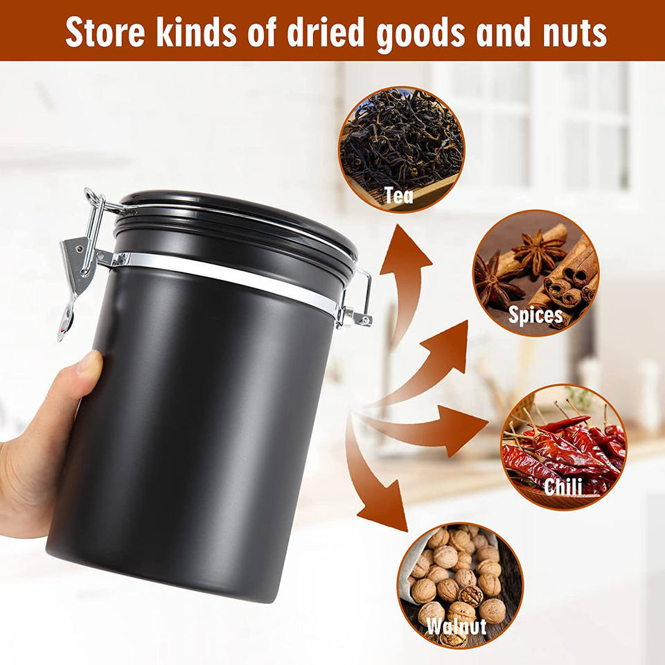 Stainless Steel Airtight Coffee Canister,Tea Sugar Ground Coffee Storage Container with Scoop