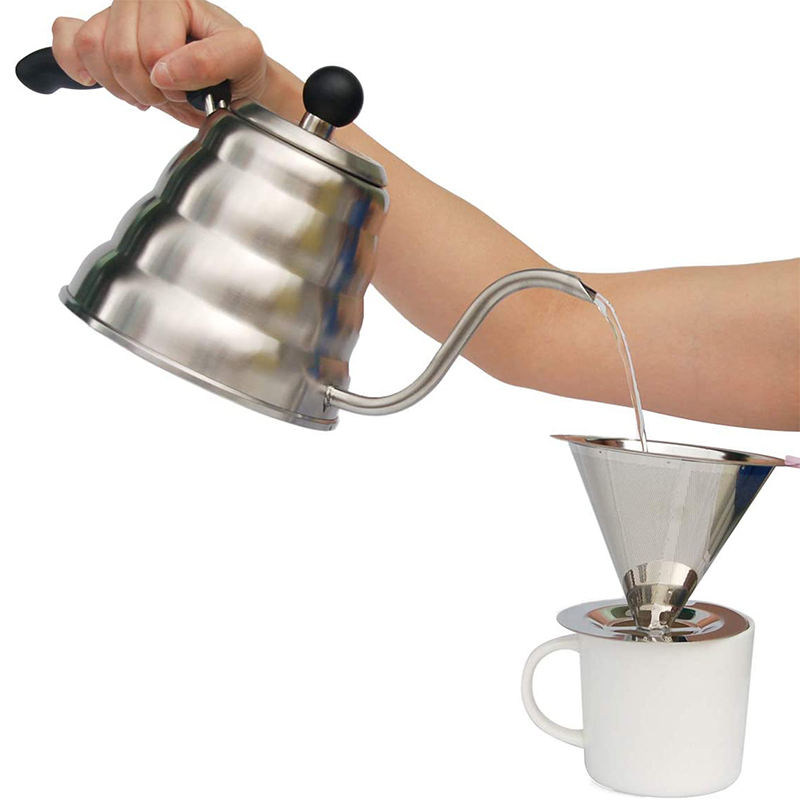 Gooseneck Pour Over Coffee Kettle Premium Grade Stainless Steel Insulated BPA Free Plastic Ergonomic Handle Lid With Thermometer