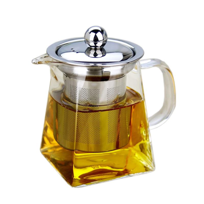 Chinese Commercial Portable White Clear Glass Tea Pot with Infuser Factory Wholesale