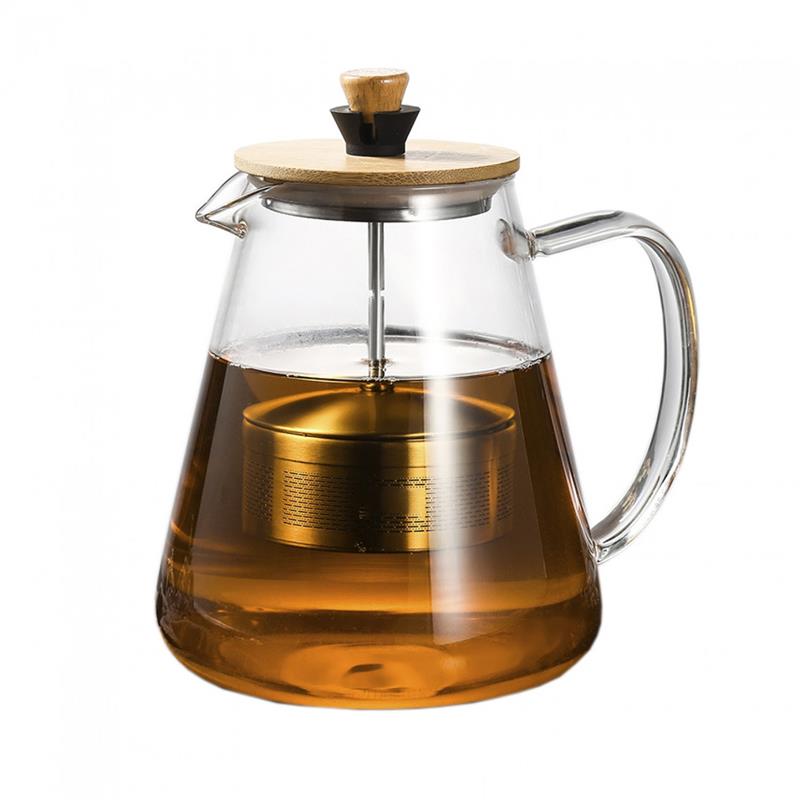 Korean Unique Borosilicate Glass Tea Pot with Filter Bamboo Lid