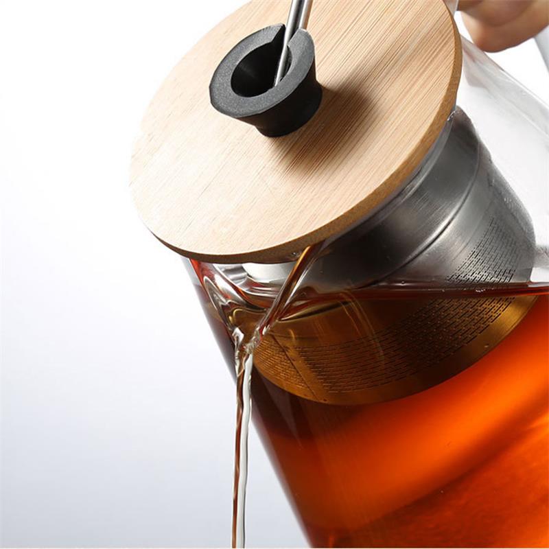 Korean Unique Borosilicate Glass Tea Pot with Filter Bamboo Lid