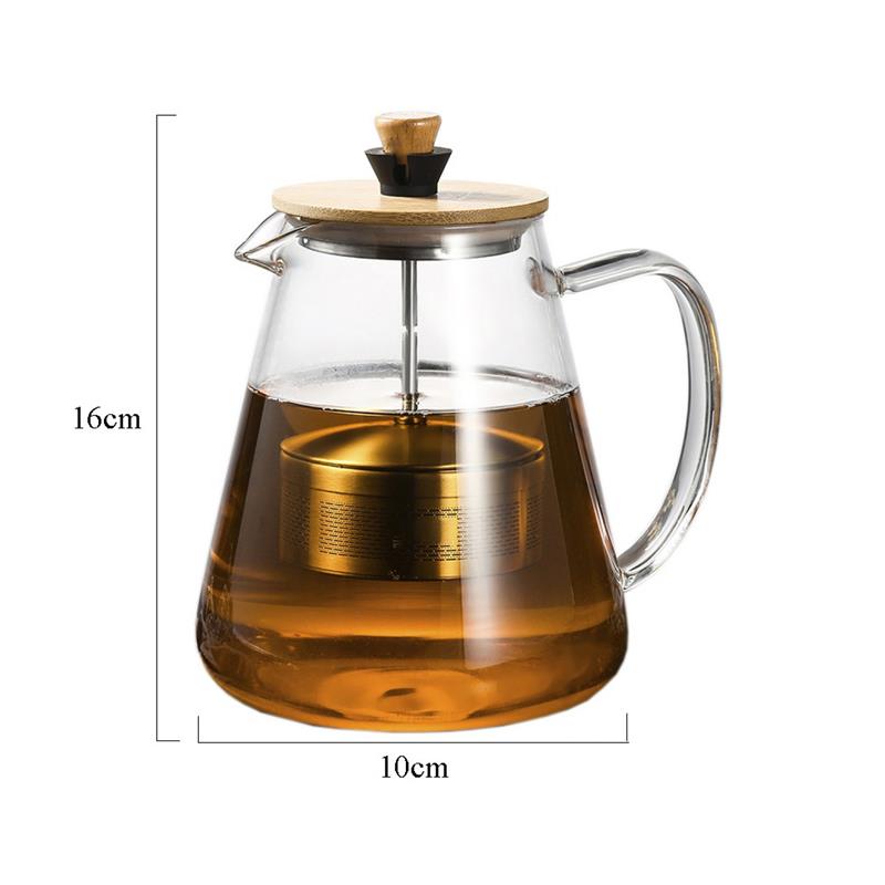 Korean Unique Borosilicate Glass Tea Pot with Filter Bamboo Lid