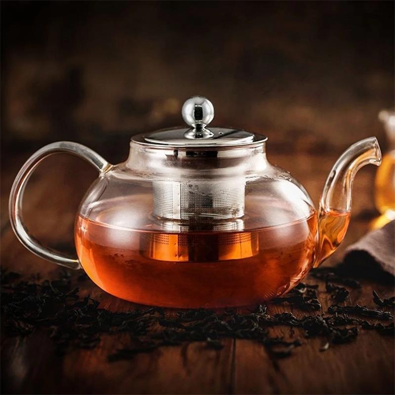 Luxury borosilicate Glass Teapot with Stainless Steel Metal Infuser