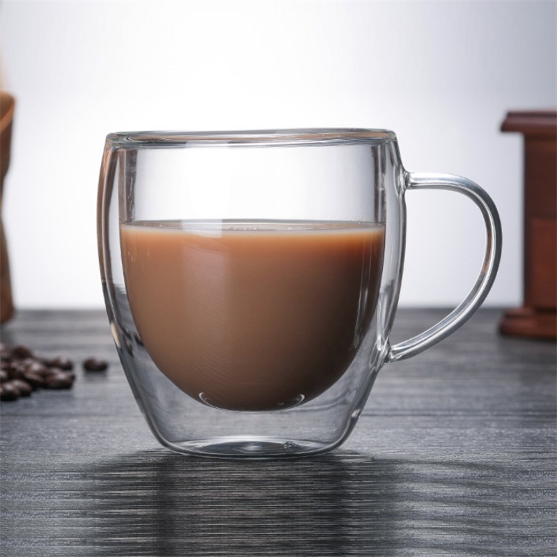 250ML Double Wall Insulated Glass Coffee Mugs Tea Cups for Espresso Latte