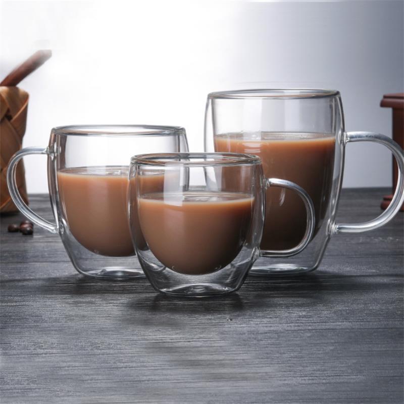 250ML Double Wall Insulated Glass Coffee Mugs Tea Cups for Espresso Latte