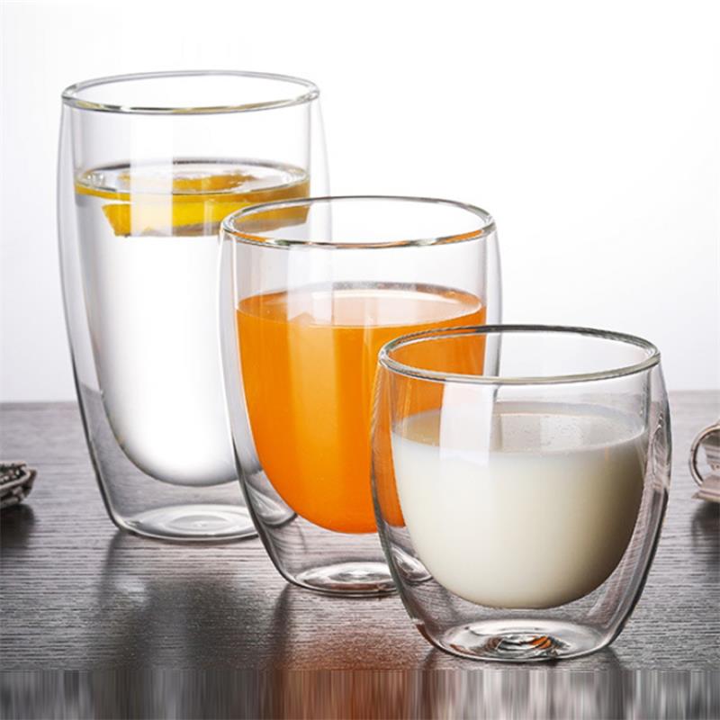 450ml/350ml/250ml High quality doubl wall borosilicate glass tea cup coffee cup