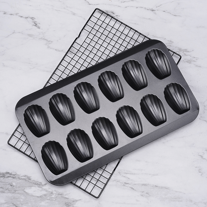 12 Cavity Heavy Duty Shell Shape Baking Mold Nonstick Cookie Cake Scone Pan Madeleine Pan