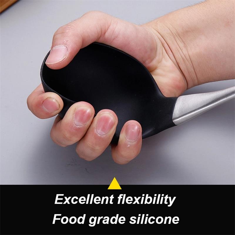 Stainless Steel Hollow Hand Grip Non-stick 260 Degrees Celsius Heat Resistant Silicone Rubber Cooking Kitchen Utensils Set of 4