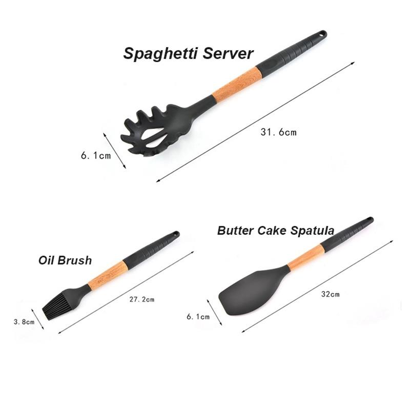 Wooden Handle Non-stick Heat Resistant Cream Butt Cake Spatula Spaghetti Server