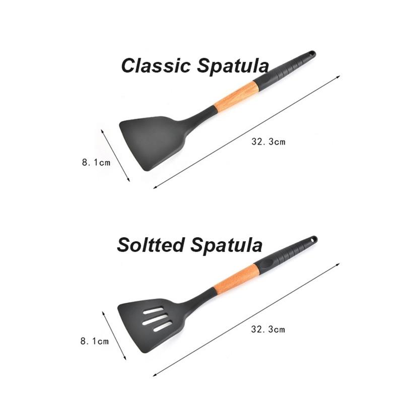 Wooden Handle Non-stick Heat Resistant Cream Butt Cake Spatula Spaghetti Server