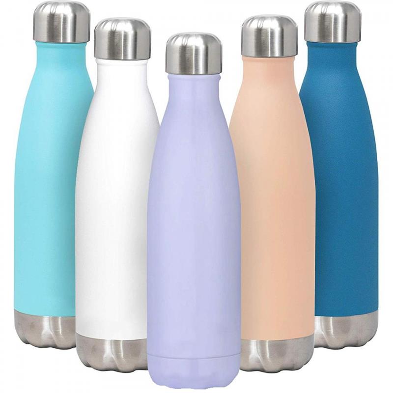 17 Oz Stainless Steel Vacuum Insulated Water Bottle | Double Walled Cola Shape Thermos