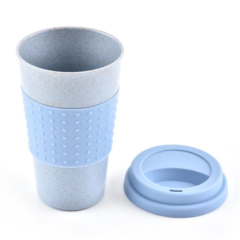 Outdoors Travel Portable Drinking Water Coffee Cup With lid Biodegradable Eco Friendly Wheat Straw Plastic Coffee Mug 200ml