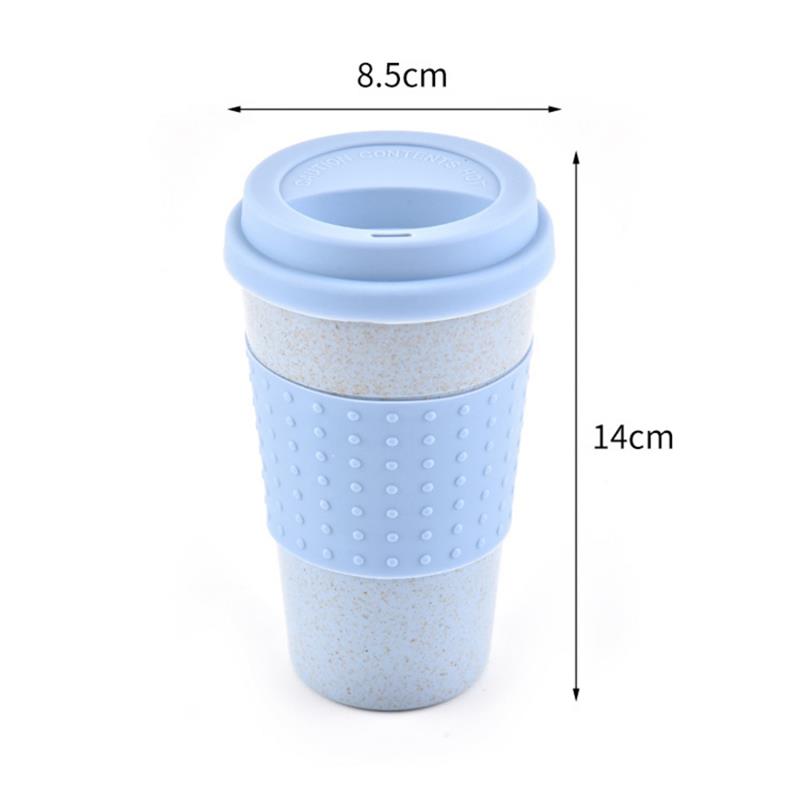 Outdoors Travel Portable Drinking Water Coffee Cup With lid Biodegradable Eco Friendly Wheat Straw Plastic Coffee Mug 200ml