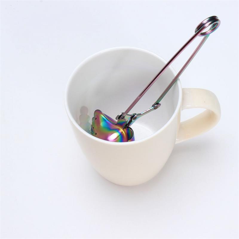 Spring Handle Stainless Steel Shell Shape Tea Infuser (Titanium coating)