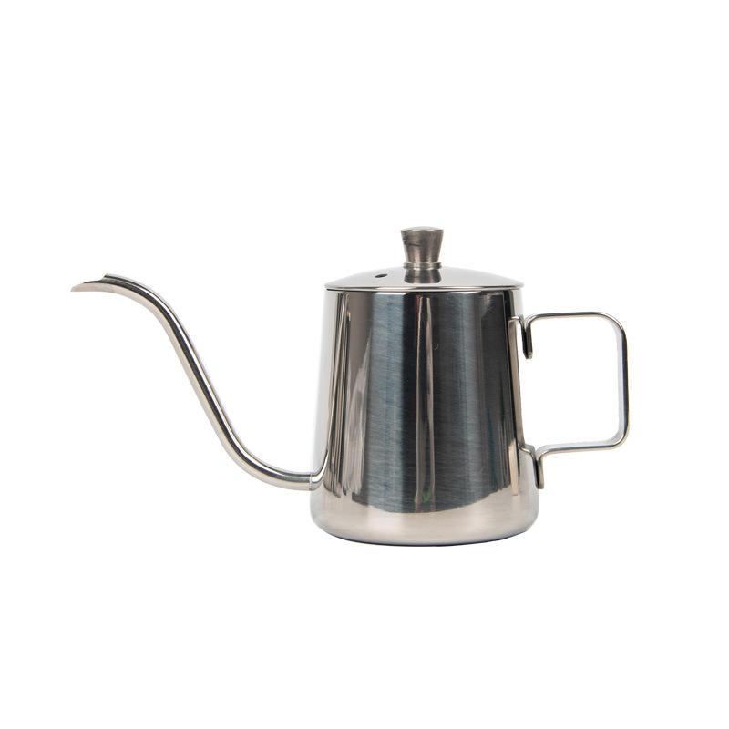 New design FDA approved stainless steel hand brew coffee pot silver