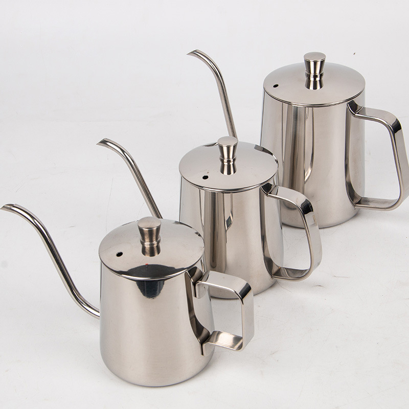 New design FDA approved stainless steel hand brew coffee pot silver