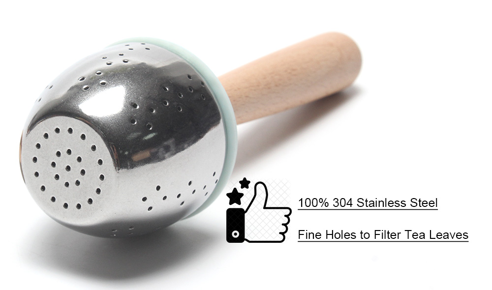 New Arrival Fine Holes Stainless Steel Loose Leaf Tea Infuser with Wooden Handle