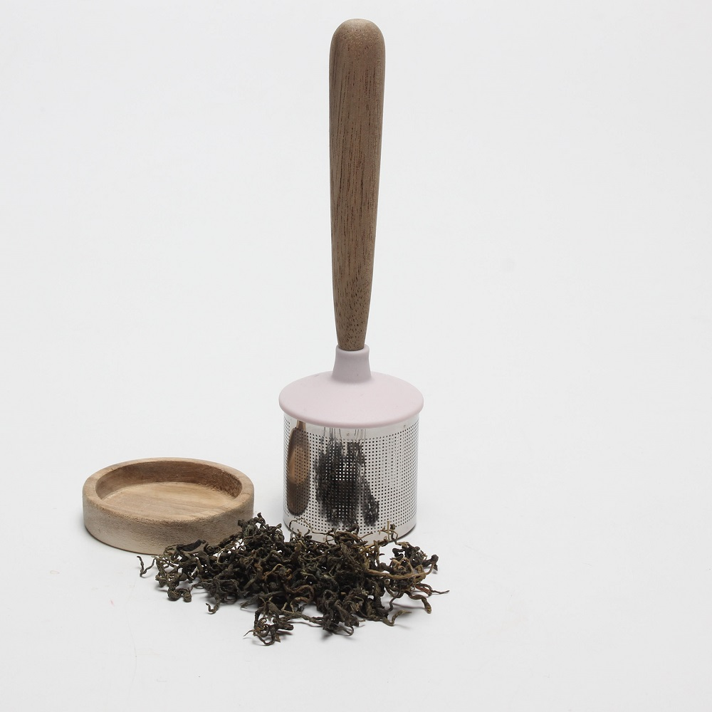Hot Sale Food Safety Tea Cup Filter Stainless Steel Tea Infuser With Wood Handle