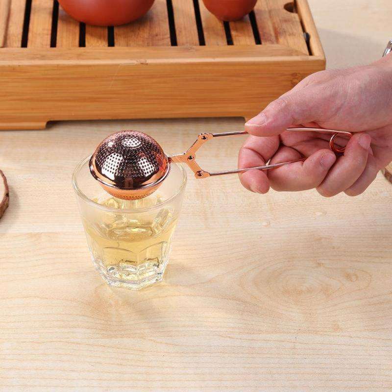 Tea Infuser Stainless Steel Sphere Mesh Tea Strainer Rose Gold Coffee Herb Spice Filter Diffuser Handle Tea Ball Kitchen Tools