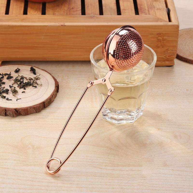 Tea Infuser Stainless Steel Sphere Mesh Tea Strainer Rose Gold Coffee Herb Spice Filter Diffuser Handle Tea Ball Kitchen Tools