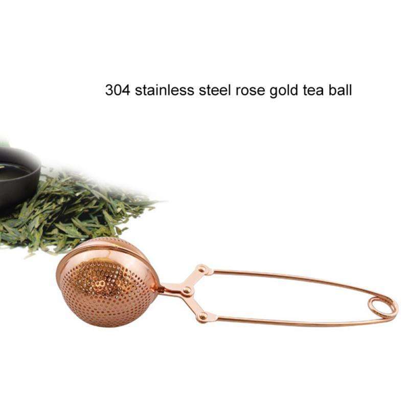 Tea Infuser Stainless Steel Sphere Mesh Tea Strainer Rose Gold Coffee Herb Spice Filter Diffuser Handle Tea Ball Kitchen Tools