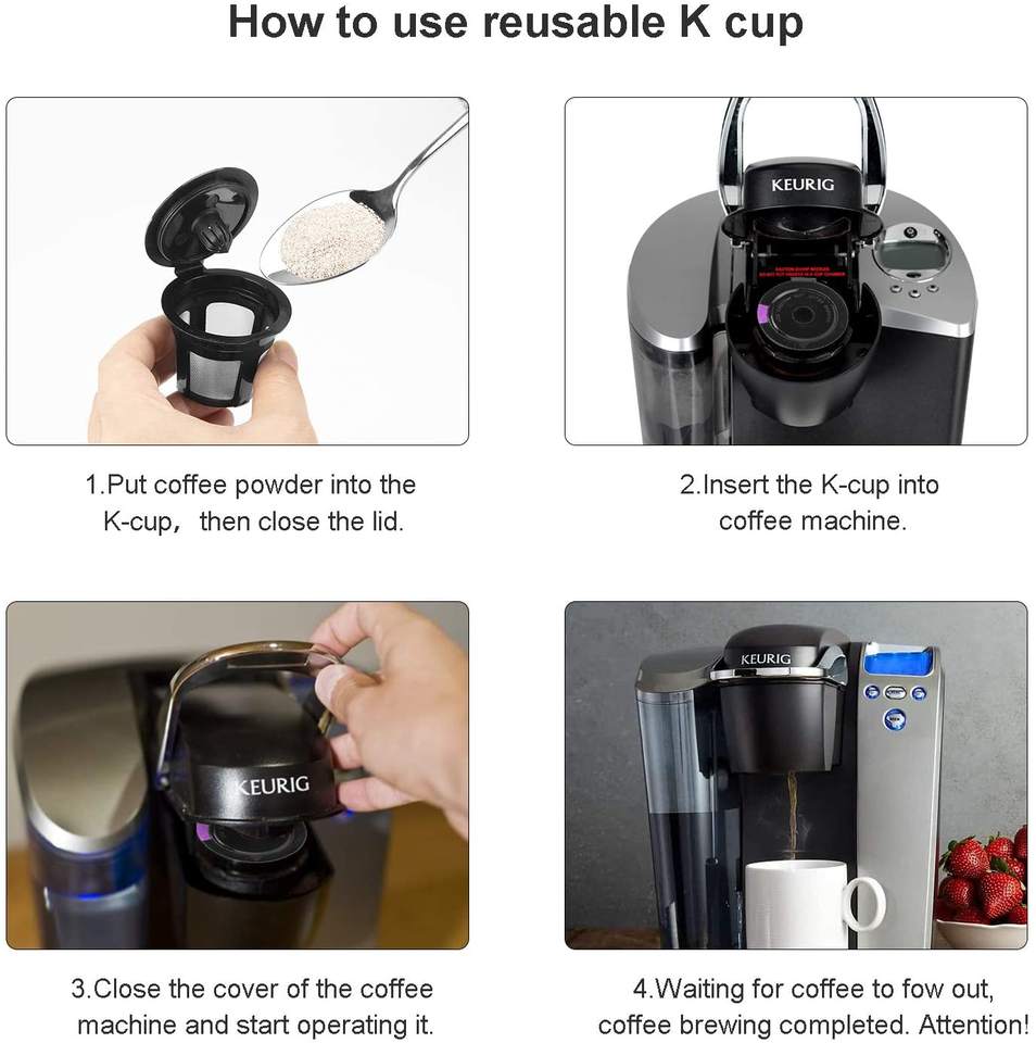 Reusable K Cups Universal Fit For Refillable Single Cup Coffee Filters - Eco Friendly Stainless Steel Mesh Filter (Pack 4)