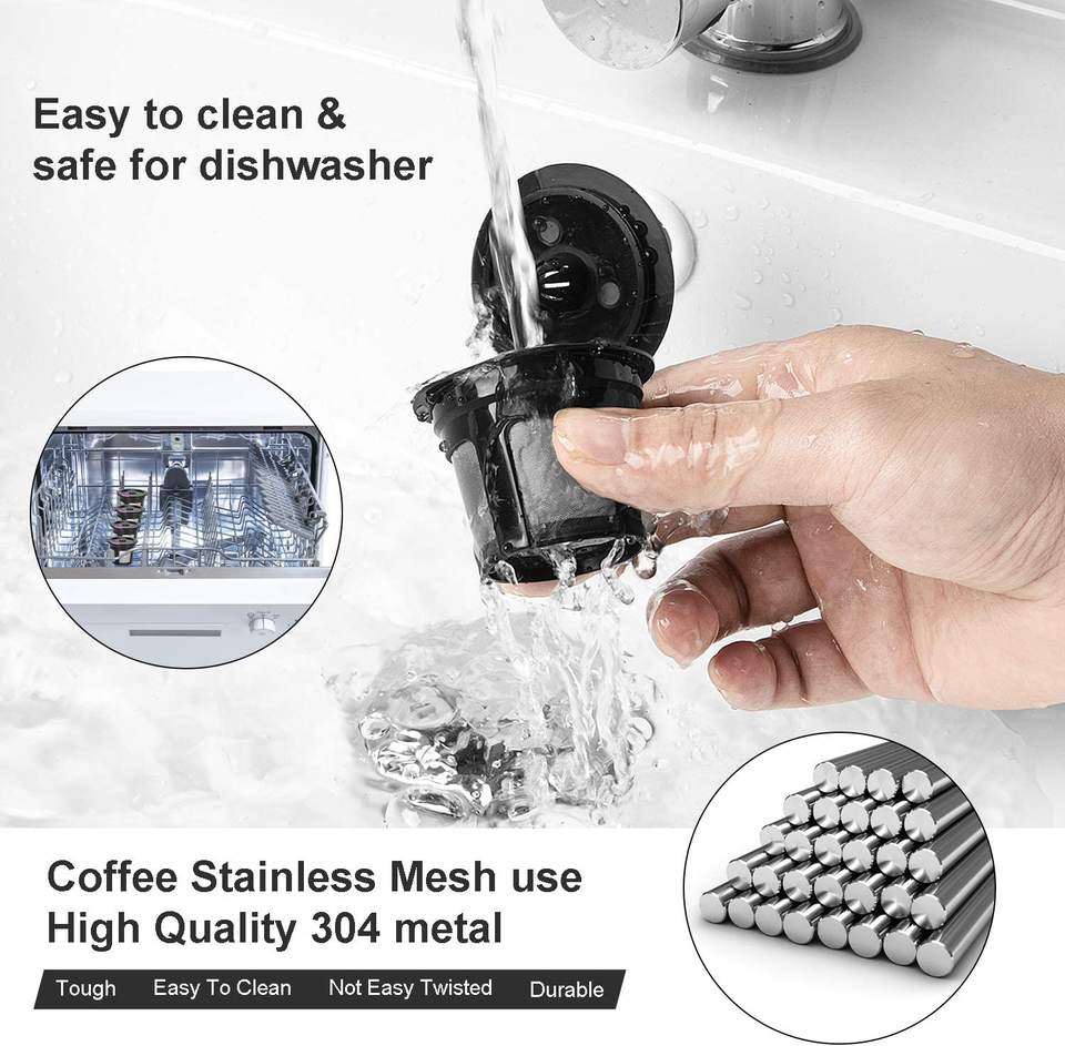 Reusable K Cups Universal Fit For Refillable Single Cup Coffee Filters - Eco Friendly Stainless Steel Mesh Filter (Pack 4)