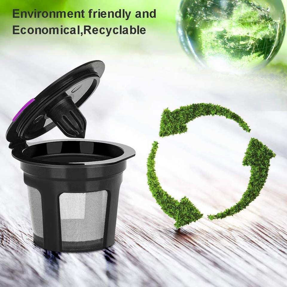 Reusable K Cups Universal Fit For Refillable Single Cup Coffee Filters - Eco Friendly Stainless Steel Mesh Filter (Pack 4)