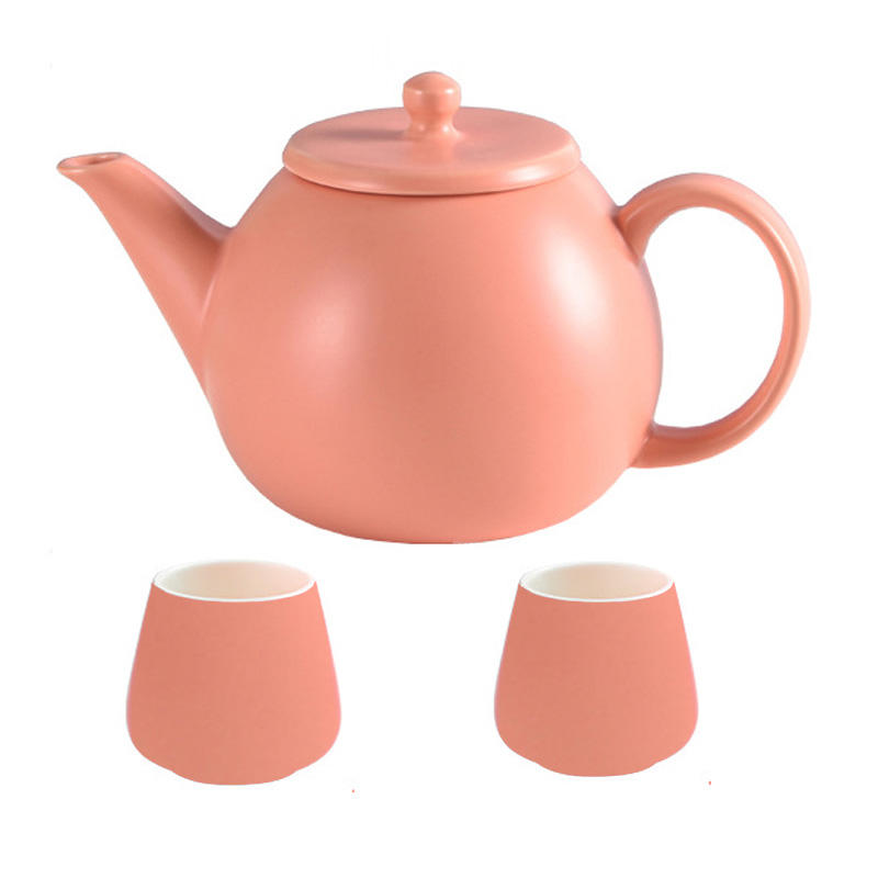 New Arrival 680ml Ceramic Teapot Set Tea Strainer with 2 Mugs and Stainless Steel Infuser for Business Gifts