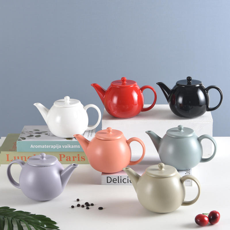 New Arrival 680ml Ceramic Teapot Set Tea Strainer with 2 Mugs and Stainless Steel Infuser for Business Gifts