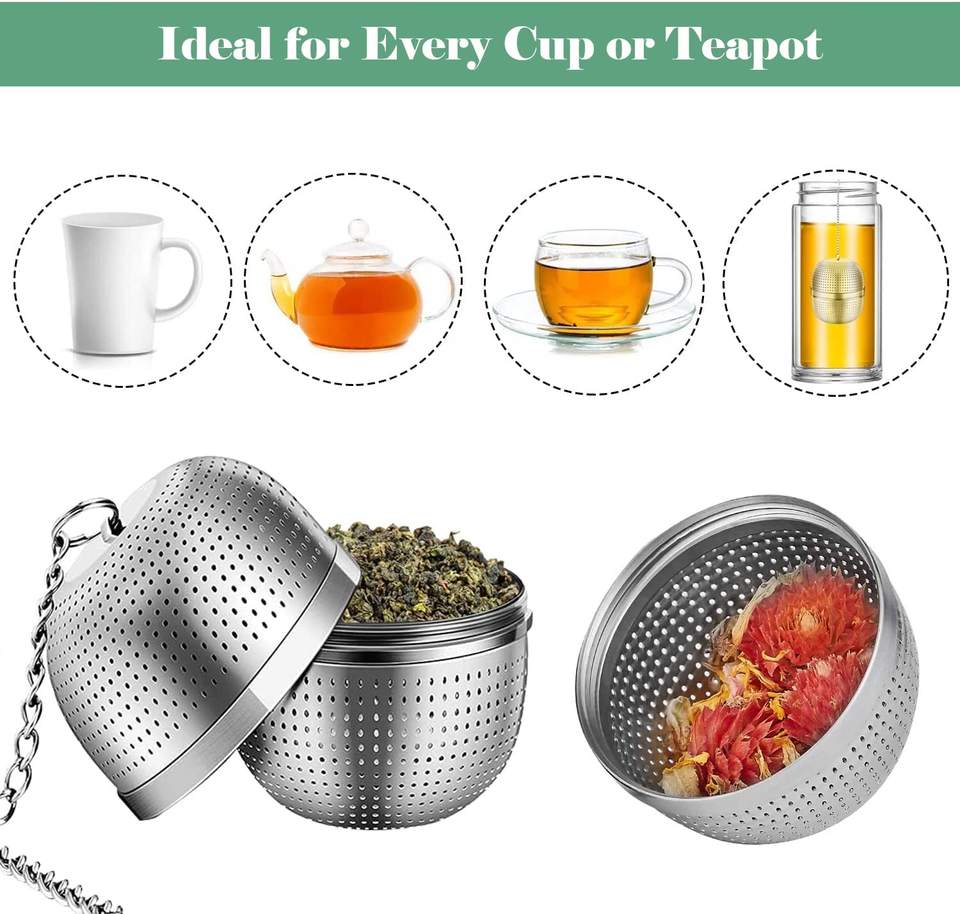 Fine Mesh 304 Stainless Steel Tea Diffuser Infuser Strainers Ball for Loose Leaf Spices