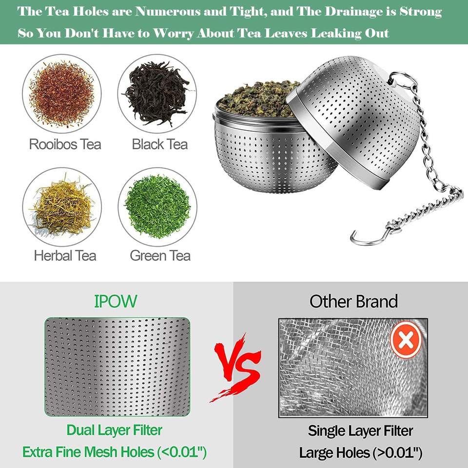 Fine Mesh 304 Stainless Steel Tea Diffuser Infuser Strainers Ball for Loose Leaf Spices